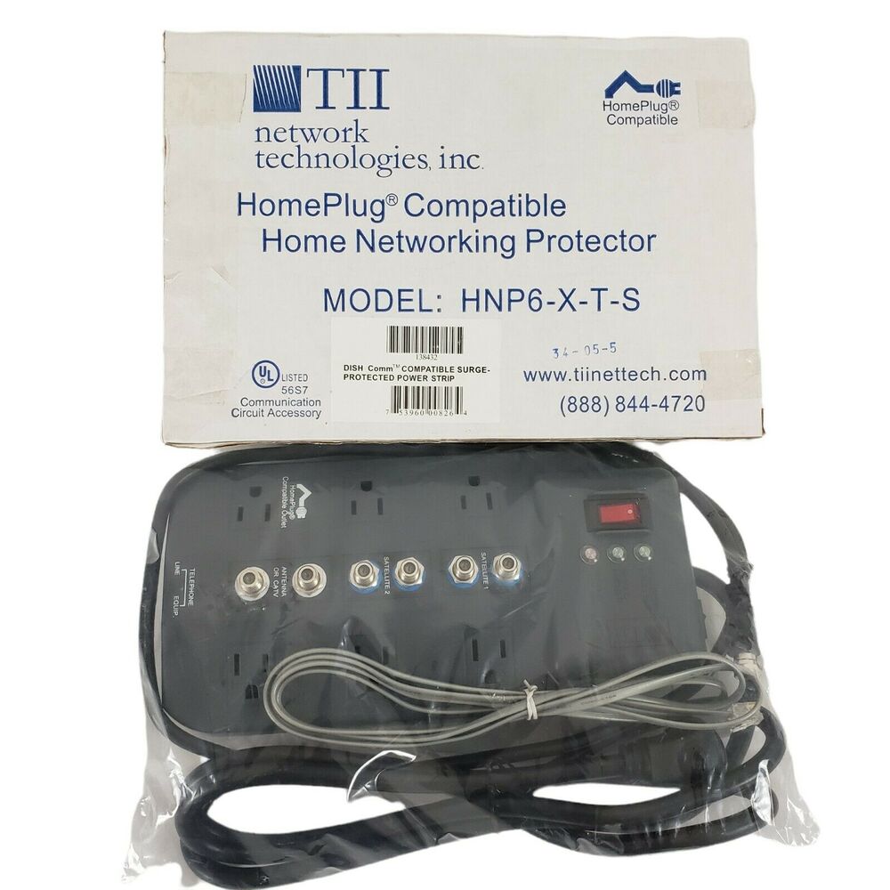 NEW!! TII Network Tech HNP6-X-T-S Home Network Theater Surge Protector OPEN BOX